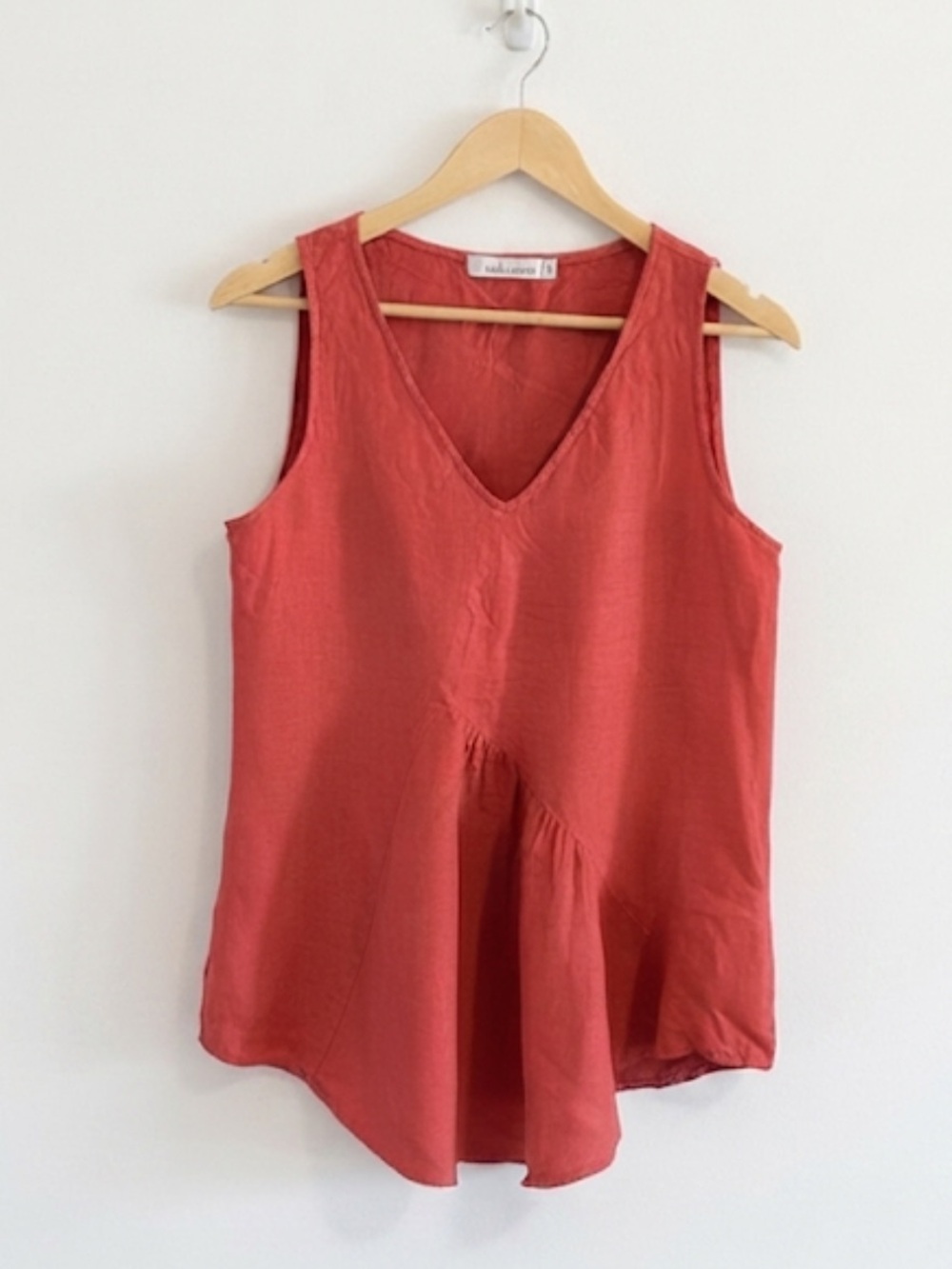 Cut Loose Linen Tunic Tank Top Red Coral Womens XS Lagenlook